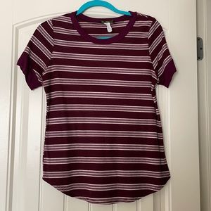 Beware! XL striped maroon and white shirt